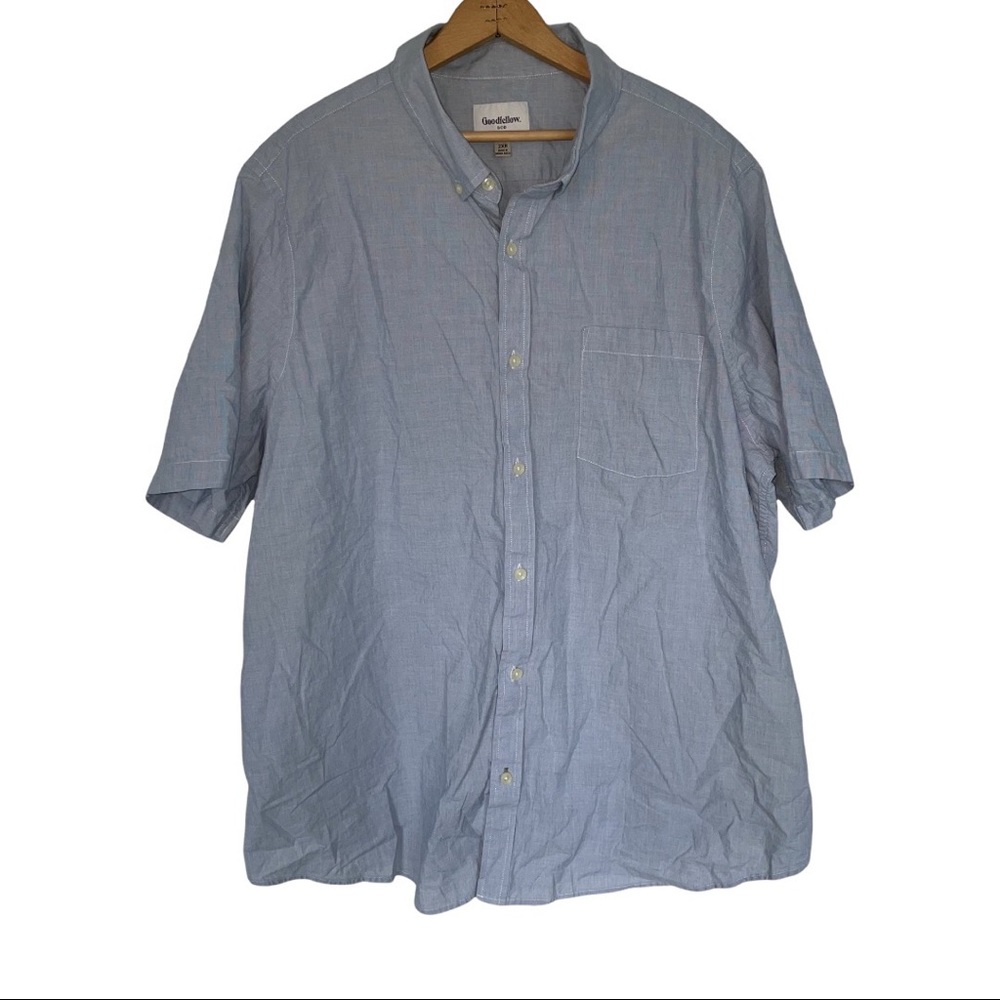 Goodfellow 2X Short Sleeve Gray Blue Button Down Shirt